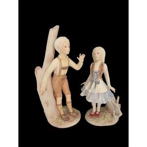 Vintage 1974 Cybis Hansel & Gretel Bisque Porcelain Figurine Set - AS IS